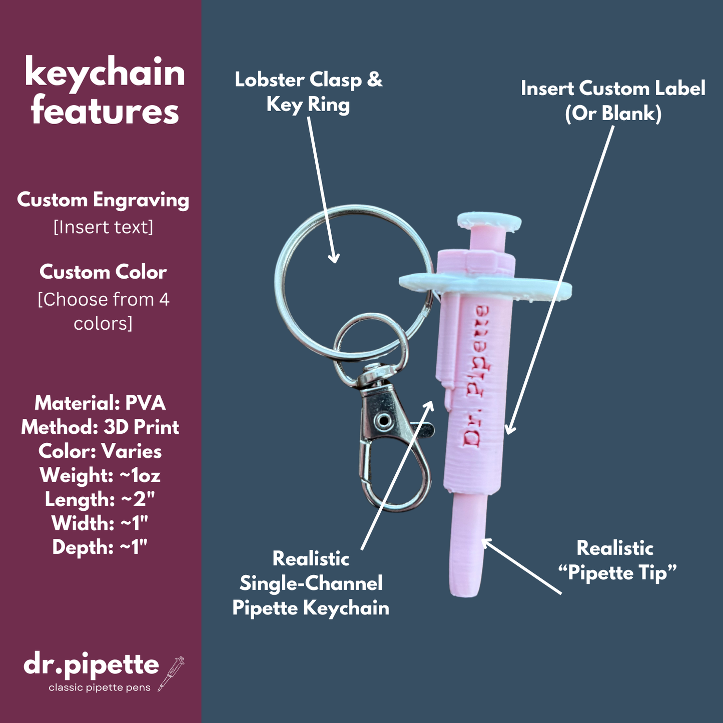 Original Dr. Pipette Keychain (Soft Pink)