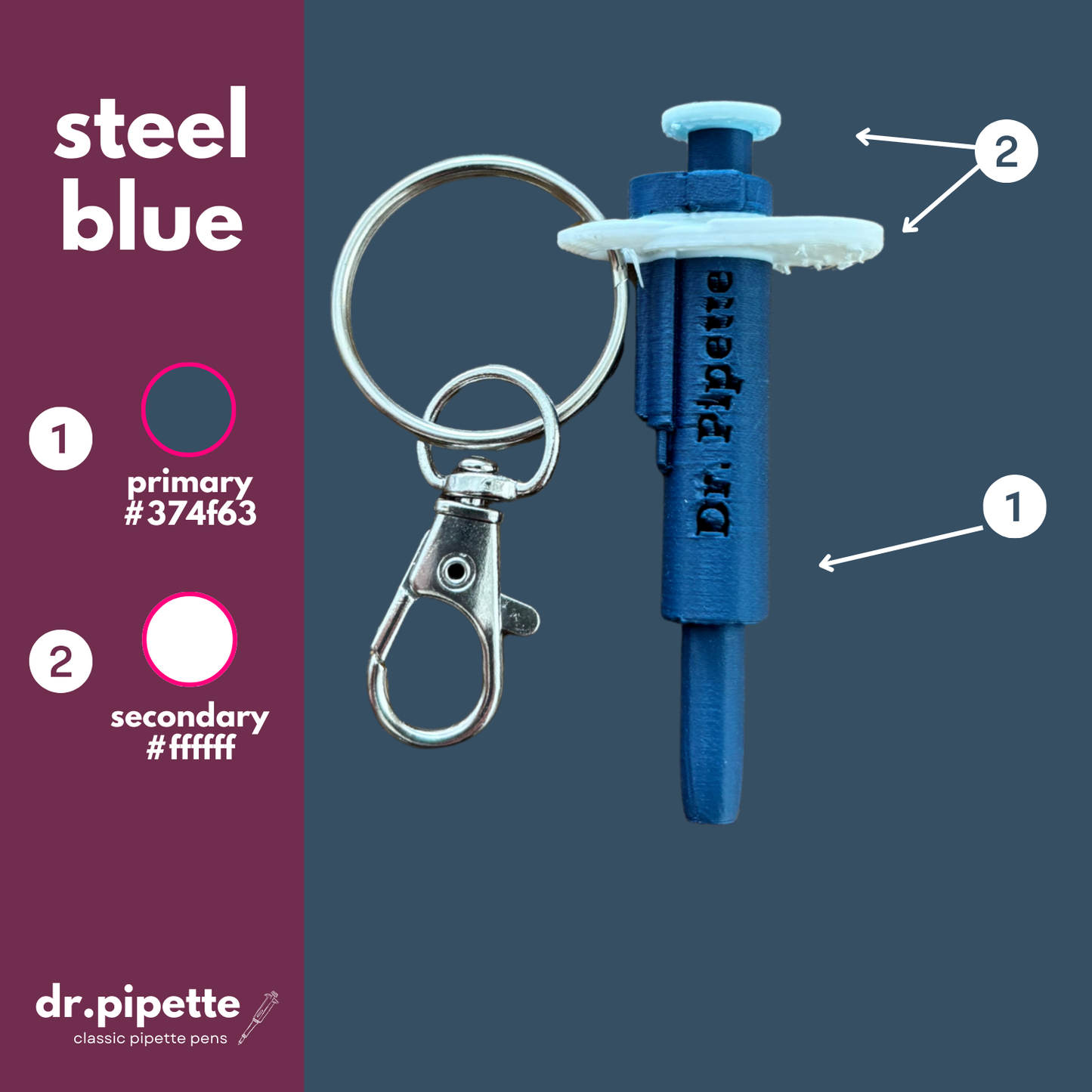 Original Dr. Pipette Keychain (Steel Blue)