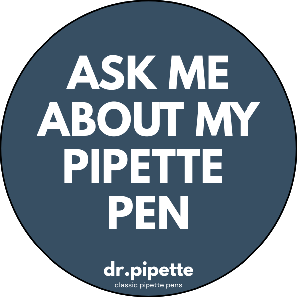 "Ask Me About My Pipette Pen" Custom Sticker (Steel Blue)