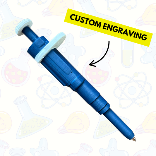 Original Dr. Pipette Pen (Steel Blue), Retractable, 3D-Printed, Ballpoint Pens