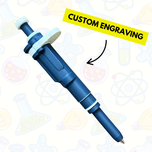 Ultra-Realistic Dr. Pipette Pen (Steel Blue), Retractable, 3D-Printed, Ballpoint Pens