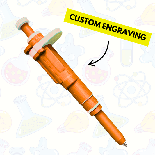 Ultra-Realistic Pipette Pen (Neon Orange), Retractable, 3D-Printed, Ballpoint Pens