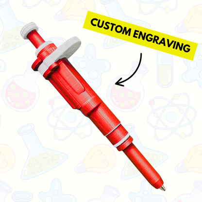 Ultra-Realistic Pipette Pen (Bright Red), Retractable, 3D-Printed, Ballpoint Pens