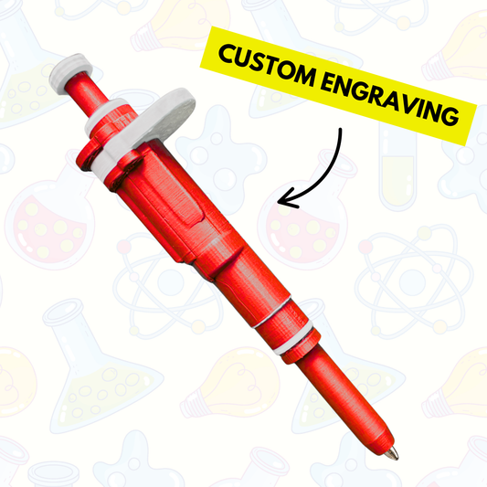 Ultra-Realistic Pipette Pen (Bright Red), Retractable, 3D-Printed, Ballpoint Pens