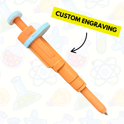 Original Dr. Pipette Pen (Neon Orange), Retractable, 3D-Printed, Ballpoint Pens