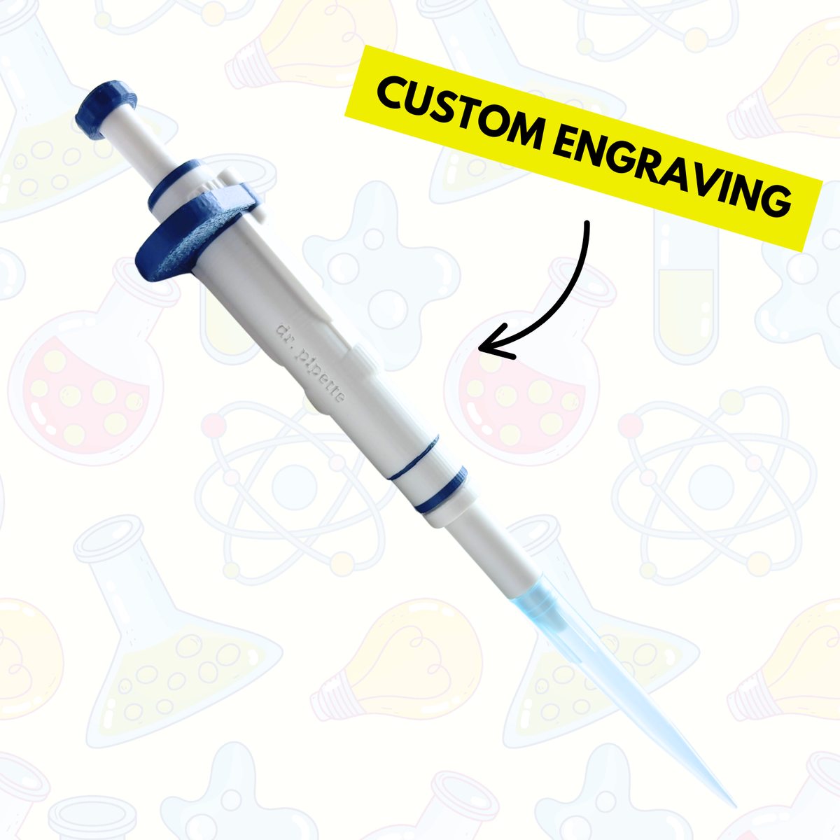 Ultra-Realistic Dr. Pipette Pen (Cloud White), Retractable, 3D-Printed, Ballpoint Pens (with 1000µL tip)