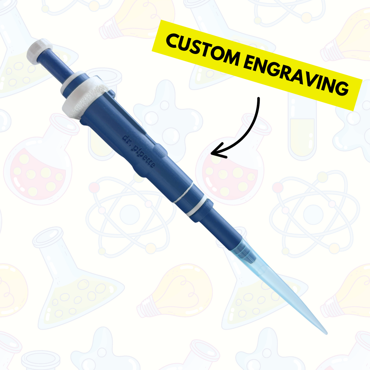 Ultra-Realistic Dr. Pipette Pen (Steel Blue), Retractable, 3D-Printed, Ballpoint Pens (with 1000µL tip)