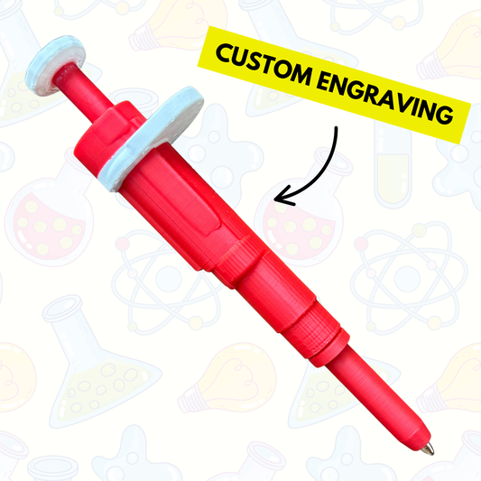 Original Dr. Pipette Pen (Bright Red), Retractable, 3D-Printed, Ballpoint Pens