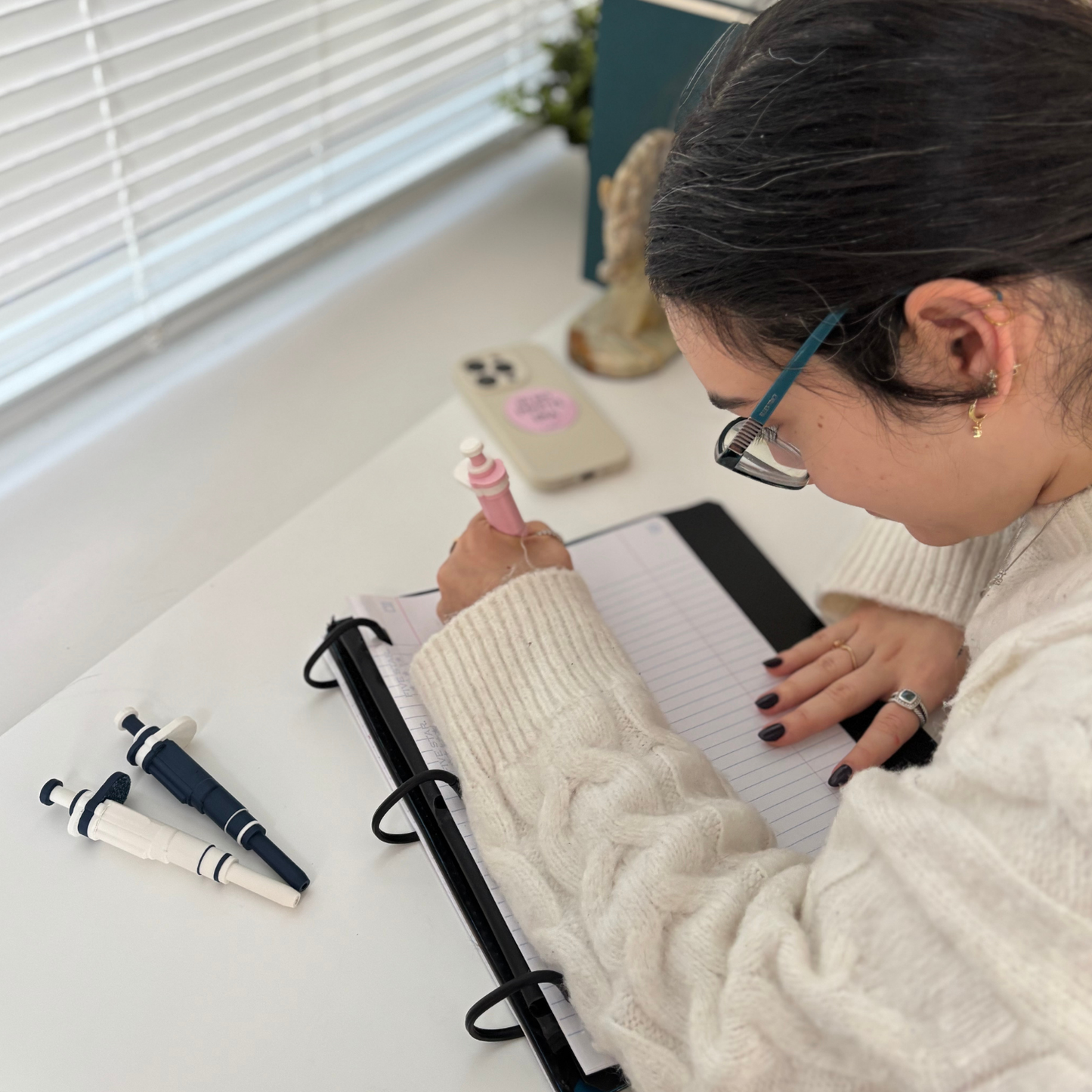 Original Dr. Pipette Pen (Cloud White), Retractable, 3D-Printed, Ballpoint Pens