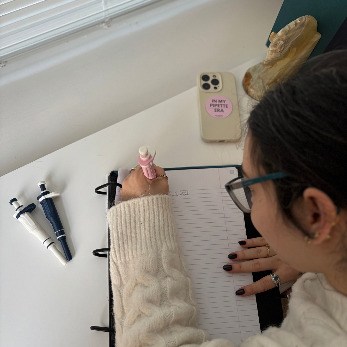 Ultra-Realistic Dr. Pipette Pen (Steel Blue), Non-Retractable, Ballpoint Pens (with 1000µL tip)