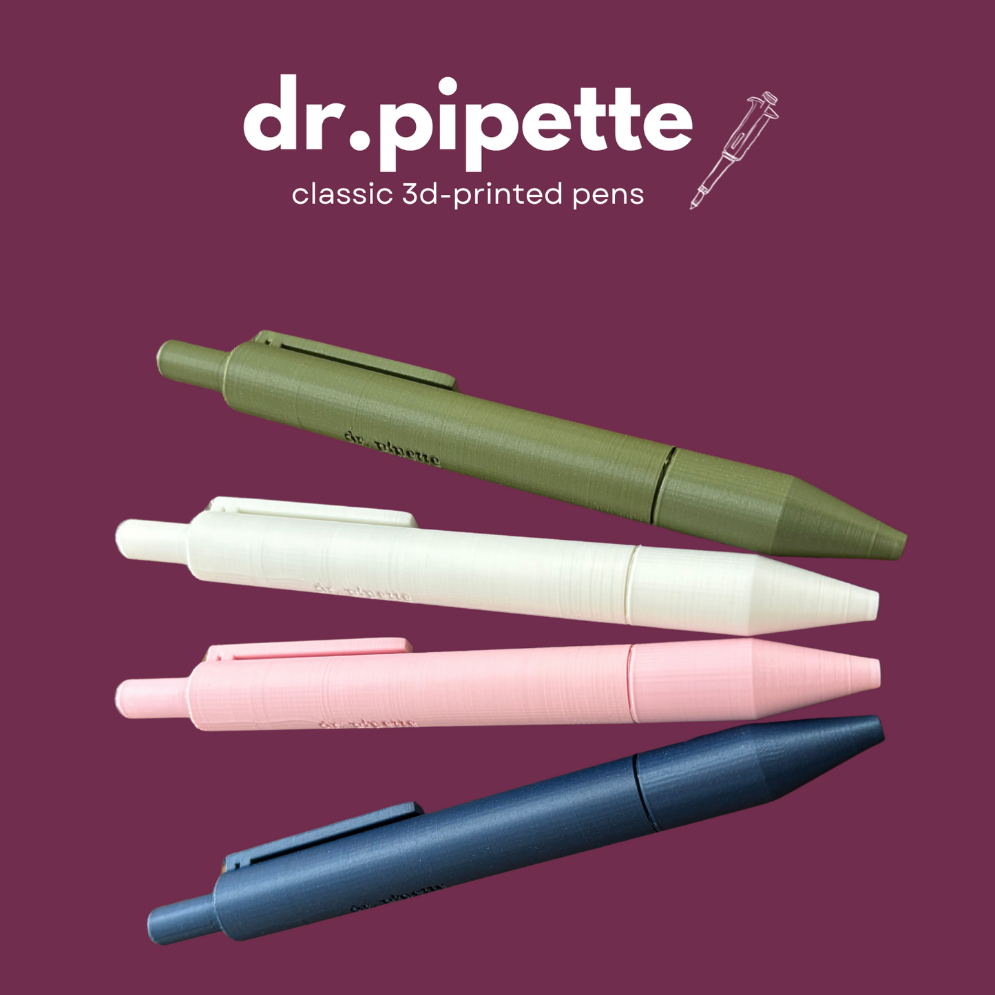 Engraved 3D-Printed Ballpoint Pen (Olive Green)