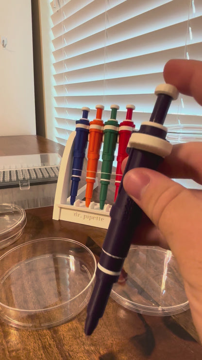 Ultra-Realistic Dr. Pipette Pen (Dark Purple), Retractable, 3D-Printed, Ballpoint Pens (with 1000µL tip)