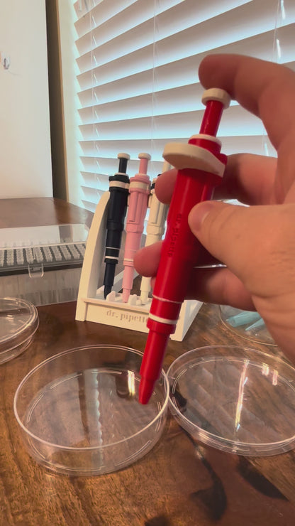 Ultra-Realistic Dr. Pipette Pen (Bright Red), Retractable, 3D-Printed, Ballpoint Pens (with 1000µL tip)