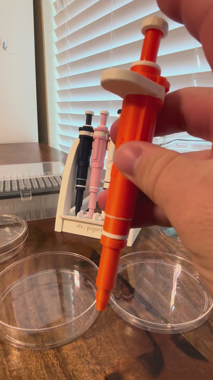 Ultra-Realistic Dr. Pipette Pen (Neon Orange), Retractable, 3D-Printed, Ballpoint Pens (with 1000µL tip)