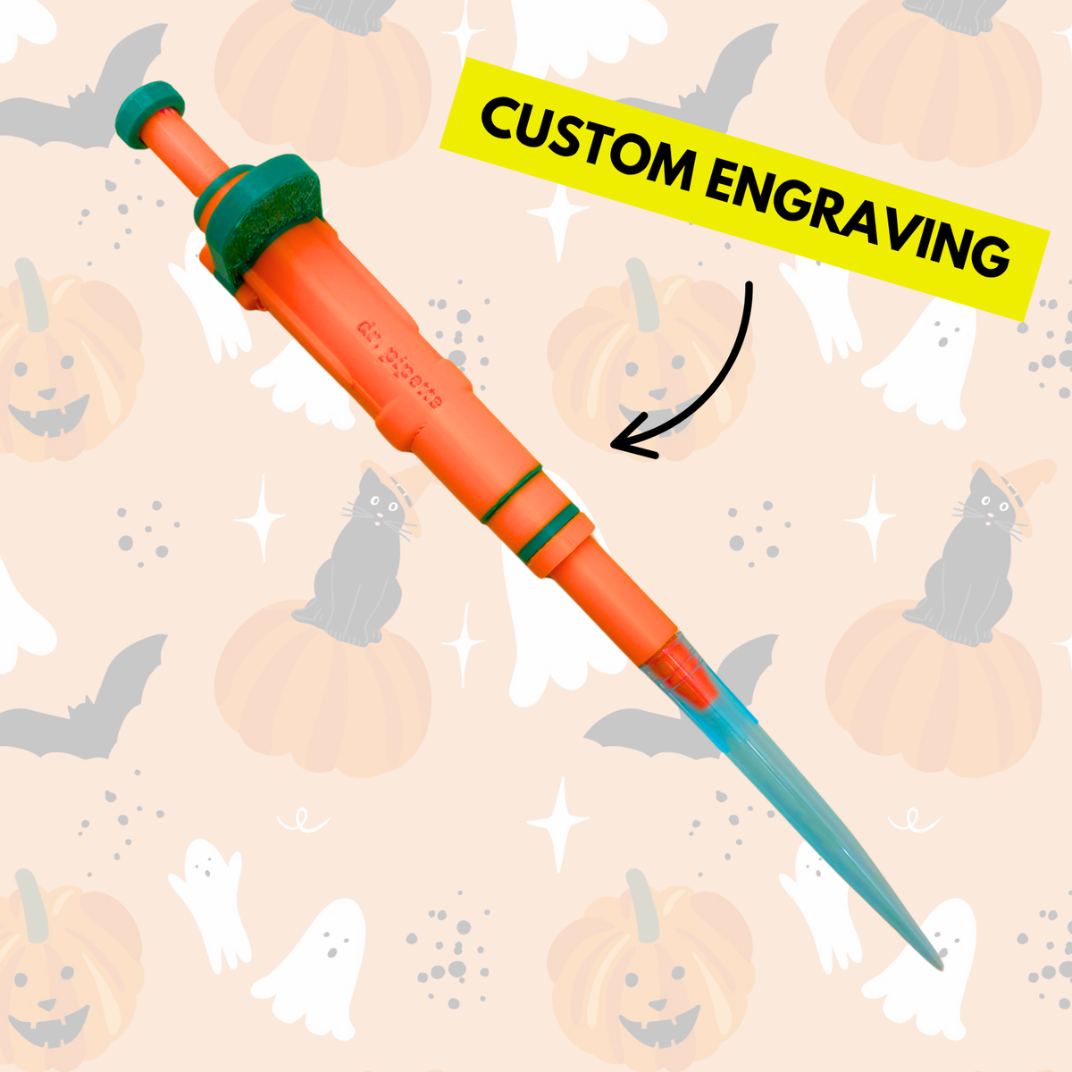 The Pumpkin Pipette Pen, Retractable, 3D-Printed, Ballpoint Pens (with 1000µL tip) (LIMITED TIME ONLY)